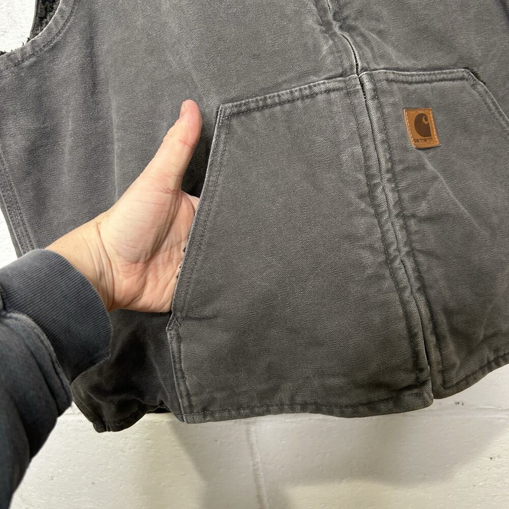 Carhartt Sandstone Sherpa-Lined Vest “Gravel” V33 GVL - Picture 5 of 11